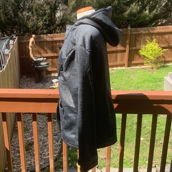 JiangWu Womens Fashion Horn Button Fleece Jacket  with Hood - Size XL- Dark Grey - Picture 11 of 13